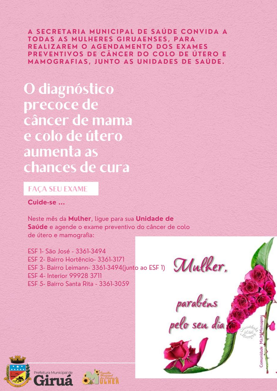 👉✅A Secretaria Municipal de Saúde convida para agendamento de exames preventivos. 